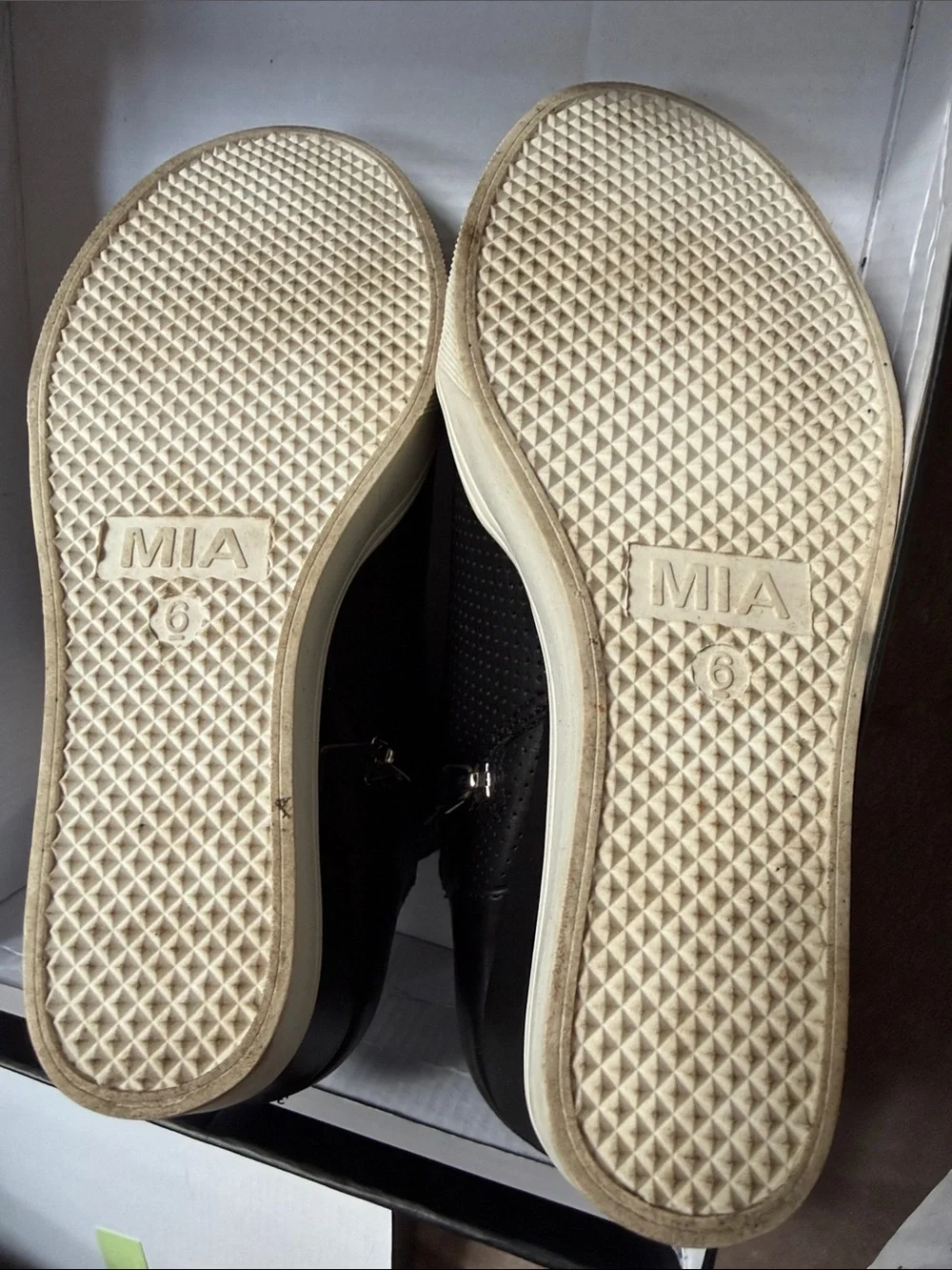 MIA Black Perforated Wedge Sneakers with Side Zipper